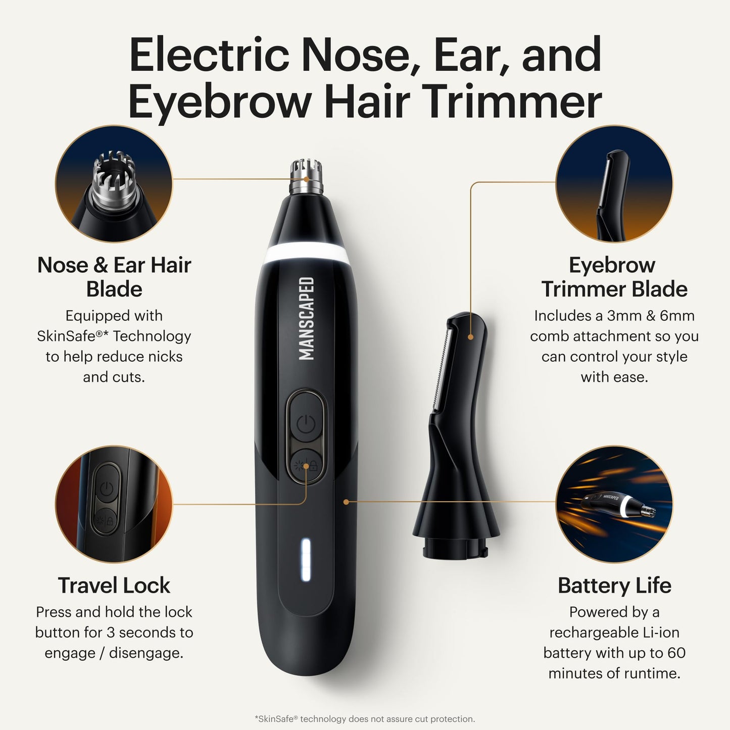 MANSCAPED® Weed Whacker® 3.0 PRO - Men's Electric Nose, Ear & Eyebrow Hair Trimmer - SkinSafe® Dual-Head System, LED Spotlight, Waterproof Beauty and Personal Care MANSCAPED