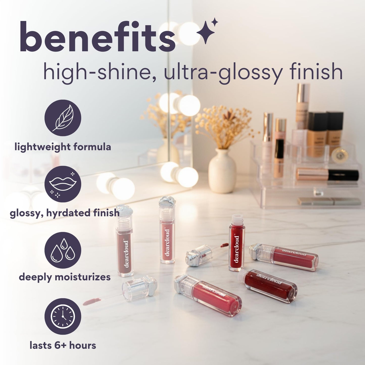 dearcloud Color Crush Lip Tint - Lip Gloss for Women - Tinted Lip Balm with Squalane - Sundae (0.13 oz)