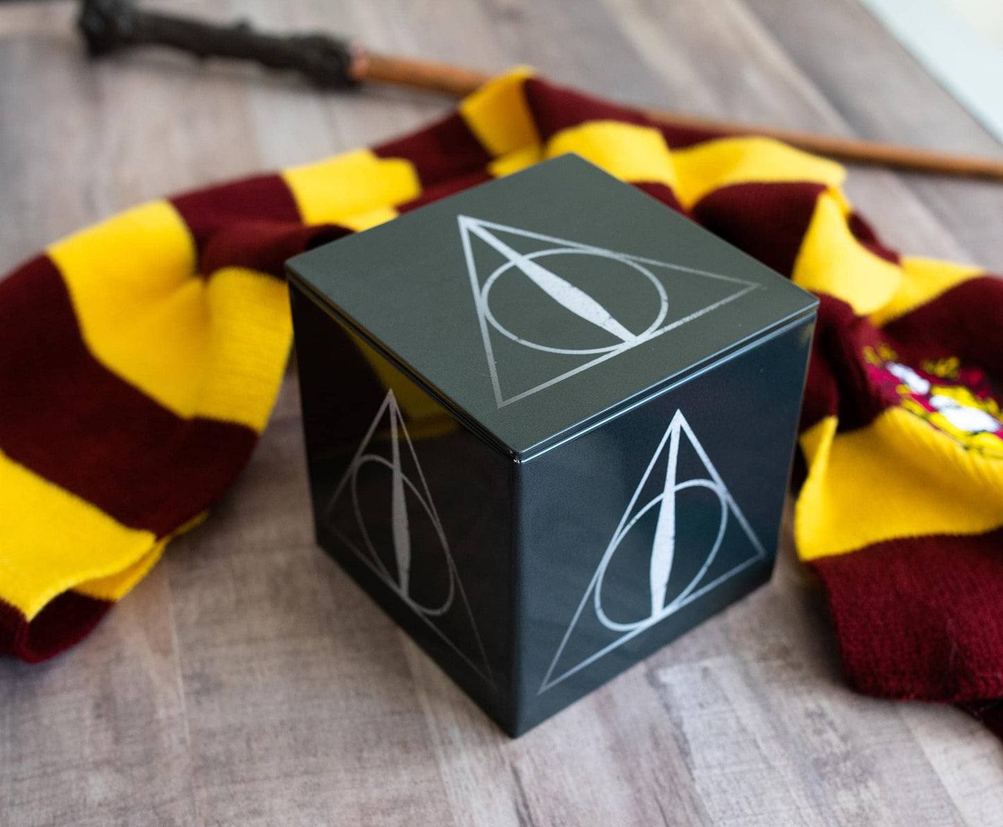 Harry Potter Deathly Hallows 4-Inch Tin Storage Box Cube Organizer with Lid | Basket Container, Cubby Cube Closet Organizer, Home Decor Playroom…