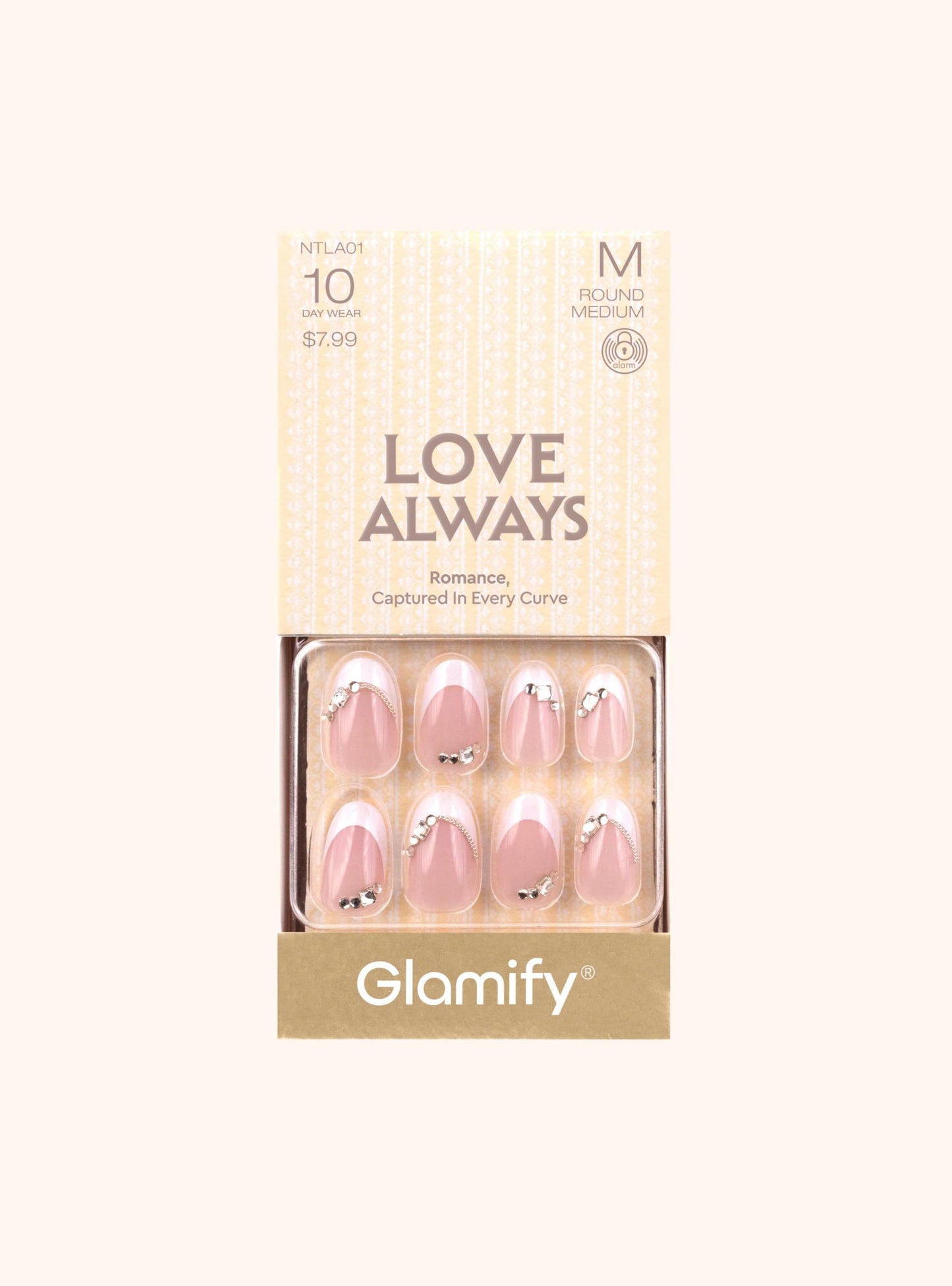 Glamify BY Absolute New York Love, Always Bridal Press On Nails - Wedding French Tip Fake Nails with Pearls, Rhinestones & Heart Cat Eye Designs Beauty & Personal Care Absolute New York