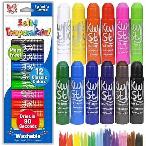 Kwik Stix Solid Tempera Paint Sticks, 12 Colors, Washable Paint Sticks for Kids, Super Quick Drying, Non-Toxic, Allergen Free, Comes in Classic…