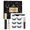 Sikkis Magnetic Eyelashes with Eyeliner - Magnetic Eyeliner and Lashes Kit, 5D Faux Mink Lashes,Eyelashes Long Reusable False Lashes (3 Pairs)