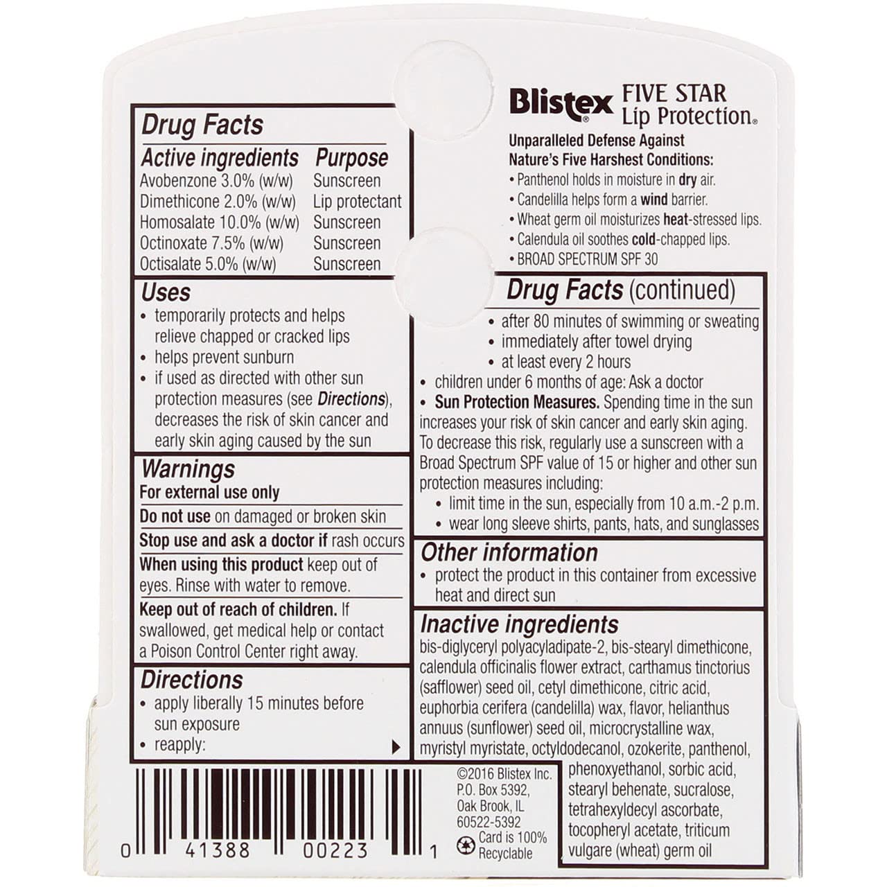 Blistex Five Star Lip Protection SPF 30 0.15 oz (Pack of 12) Beauty and Personal Care Blistex