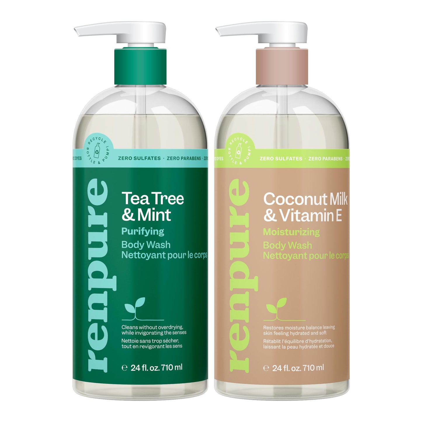 Renpure LLC Tea Tree Mint Oil & Coconut Vitamin E, Sulfate Free Moisturizing Body Wash For Dry Sensitive Skin, Antibacterial Body & Hand Soap For Men Beauty and Personal Care RENPURE Default Title