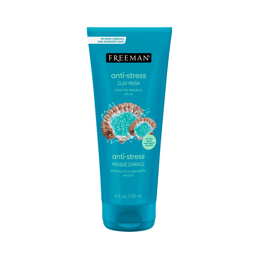 Freeman Anti-Stress Clay Mask, Dead Sea Mineral Face Mask, Lavender & Sea Salt Balance & Calm Skin, Unclog Pores, Facial Mask For All Skin Types, No