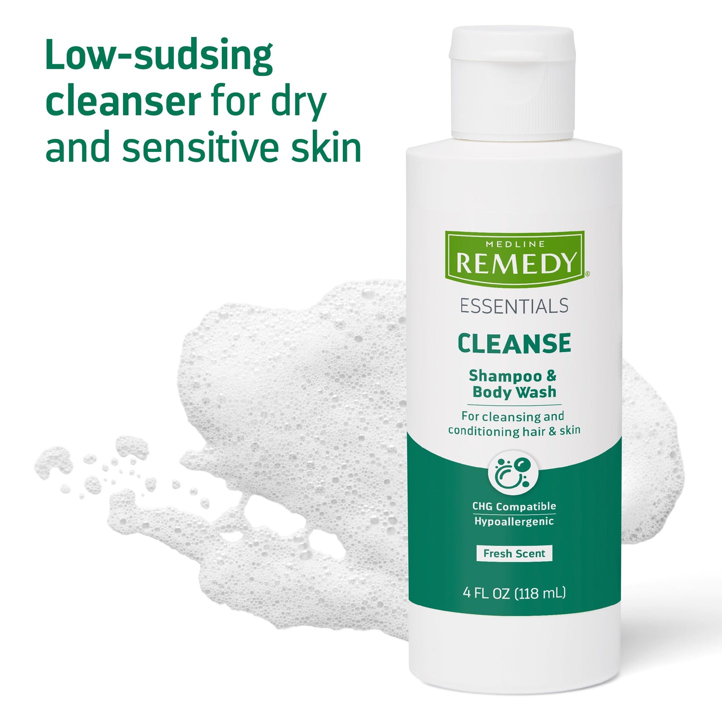 Medline Remedy ESSENTIALS Shampoo and Body Wash, 2 Fl Oz, Fresh Scent, Full Body Cleanser with Aloe, For Adults & Elderly, Easy Rinse Gel for Bath