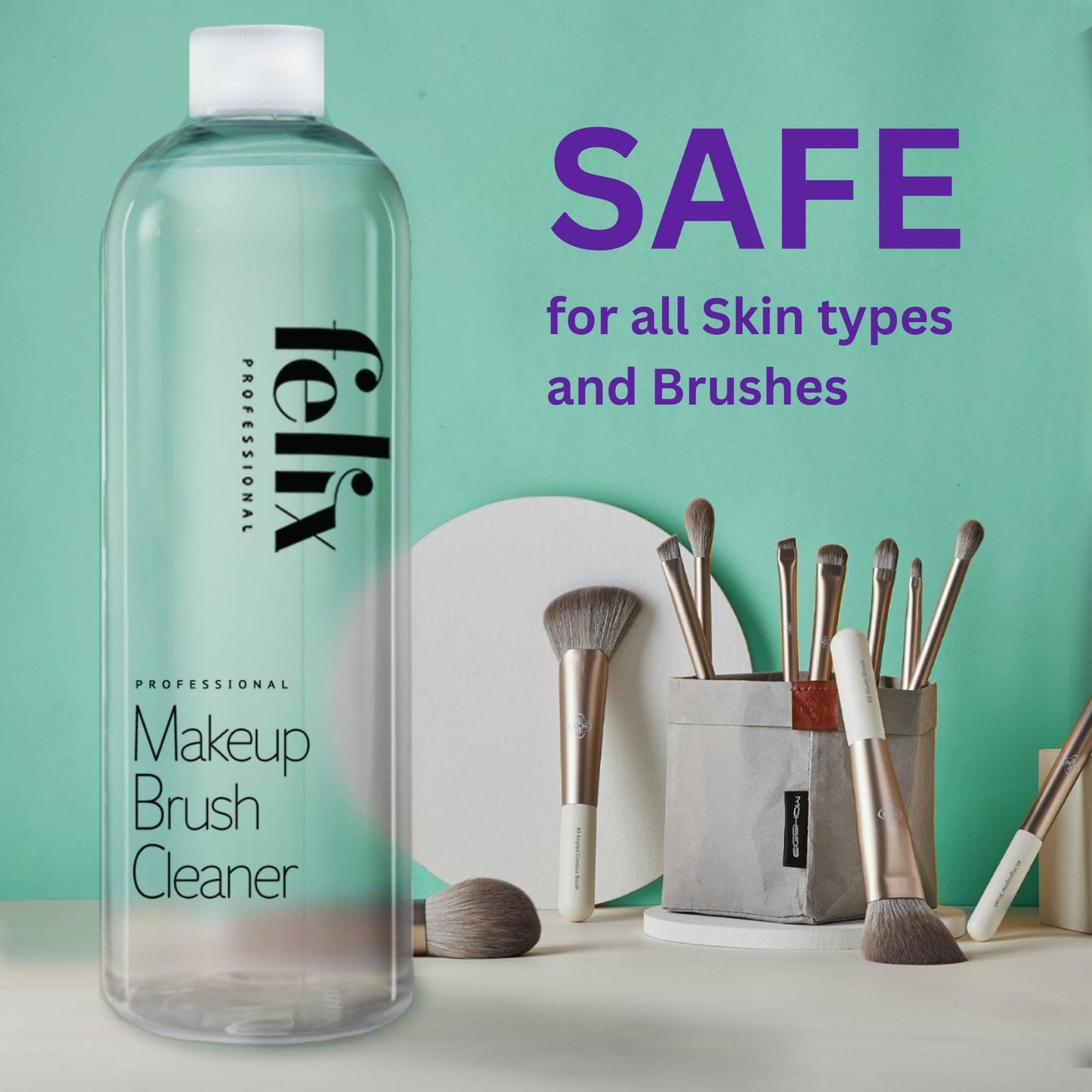Felix Professional Makeup Brush Cleaner - Deep clean Rinse Free Quick Dry - Ideal for Cleaning and Odorizing Natural and Synthetic Make-up Brushes (16