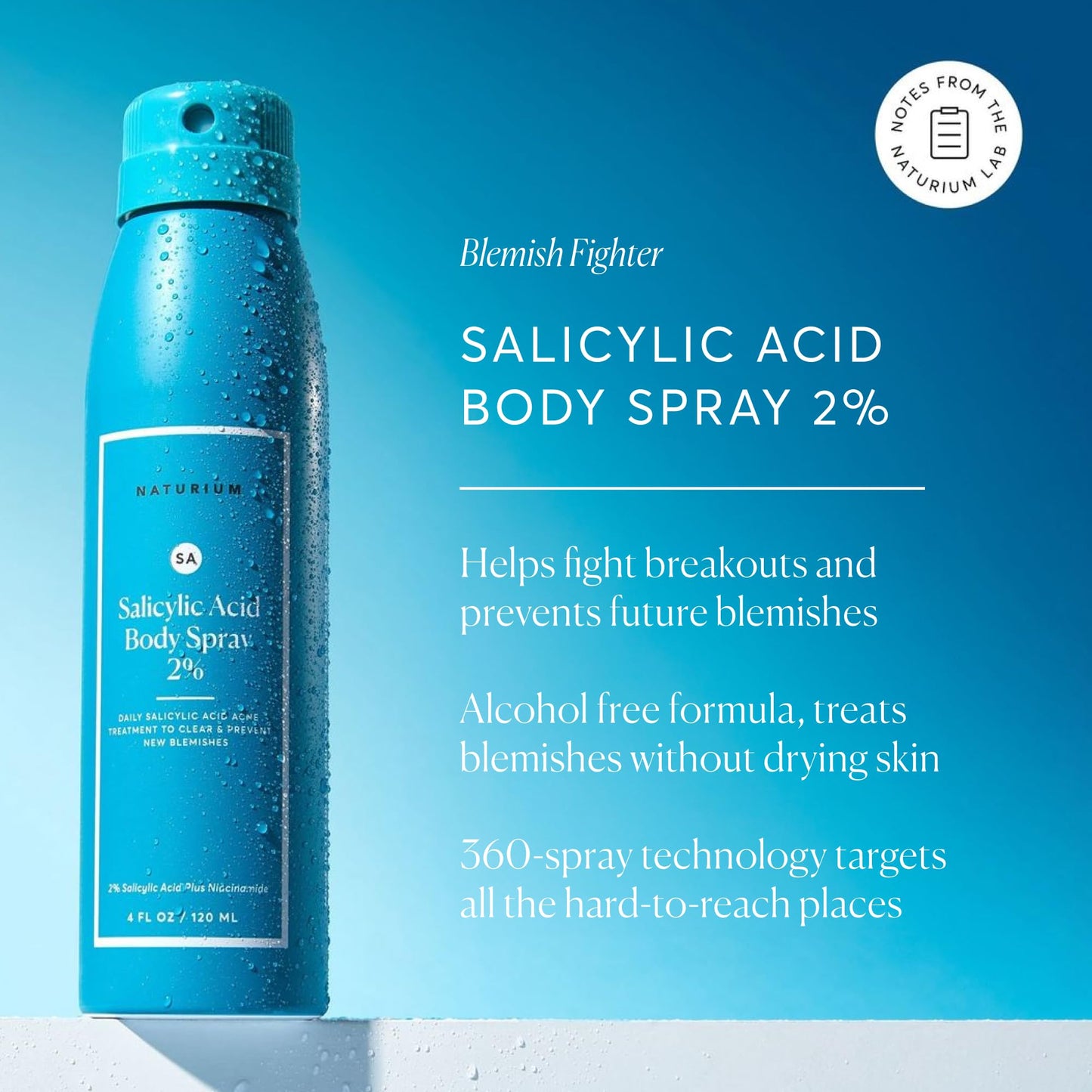 Naturium Salicylic Acid Body Spray 2%, Blemish-Fighting & Pore Treatment, with Niacinamide Plus Encapsulated Salicylic Acid, 4 oz