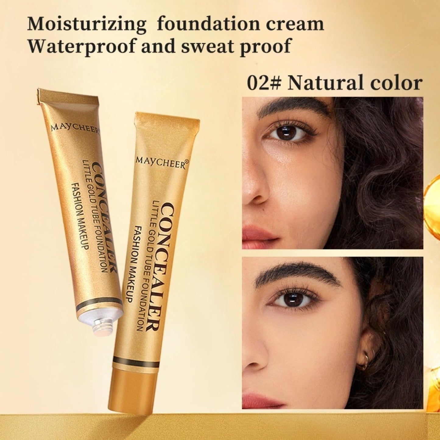 Small gold tube concealer to cover acne marks, dark circles, spots, facial scars