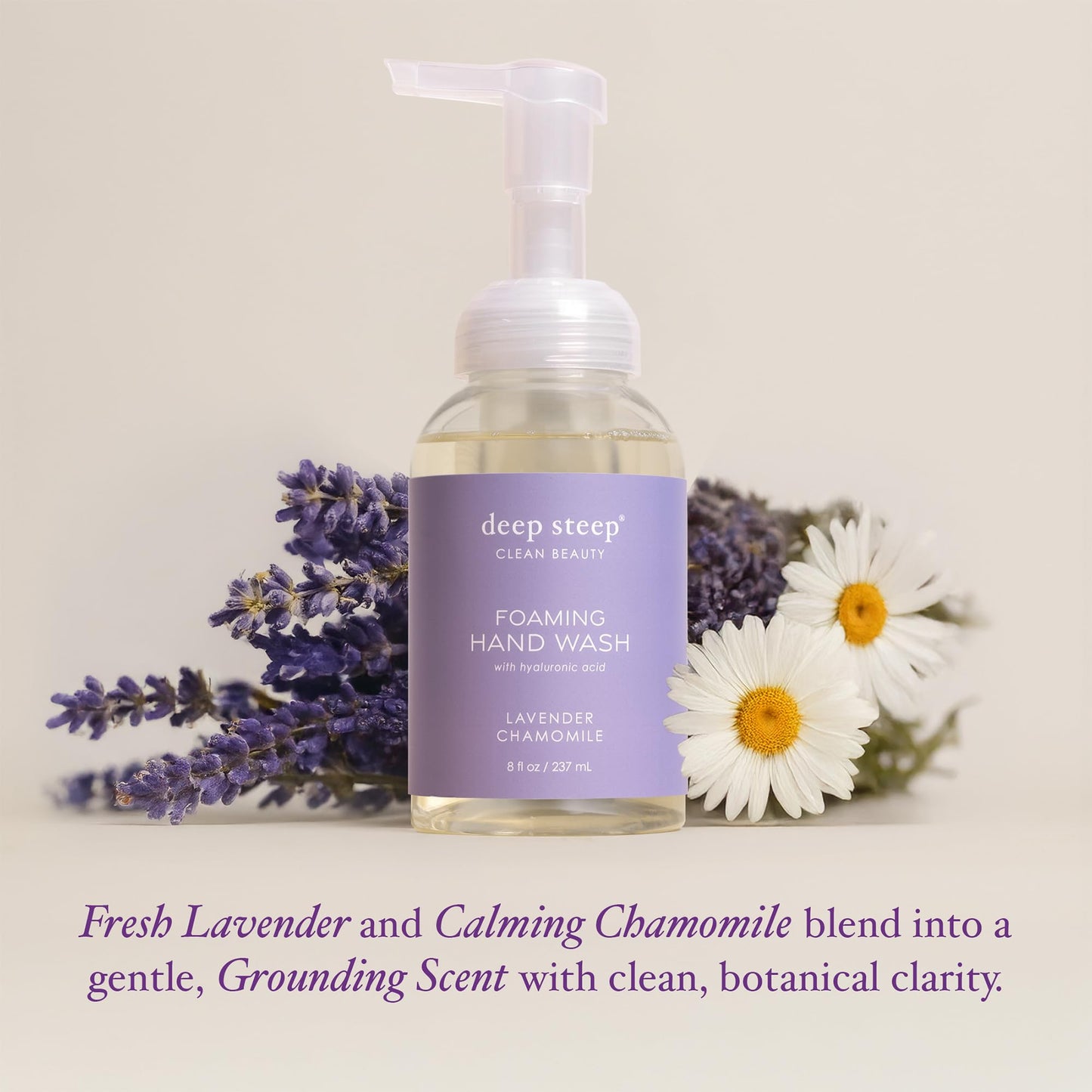 Deep Steep Foaming Hand Wash, Lavender Chamomile, 8 oz - Gentle Cleanser with Aloe, Argan Oil, Shea Butter & Hyaluronic Acid - Vegan, Clean Beauty