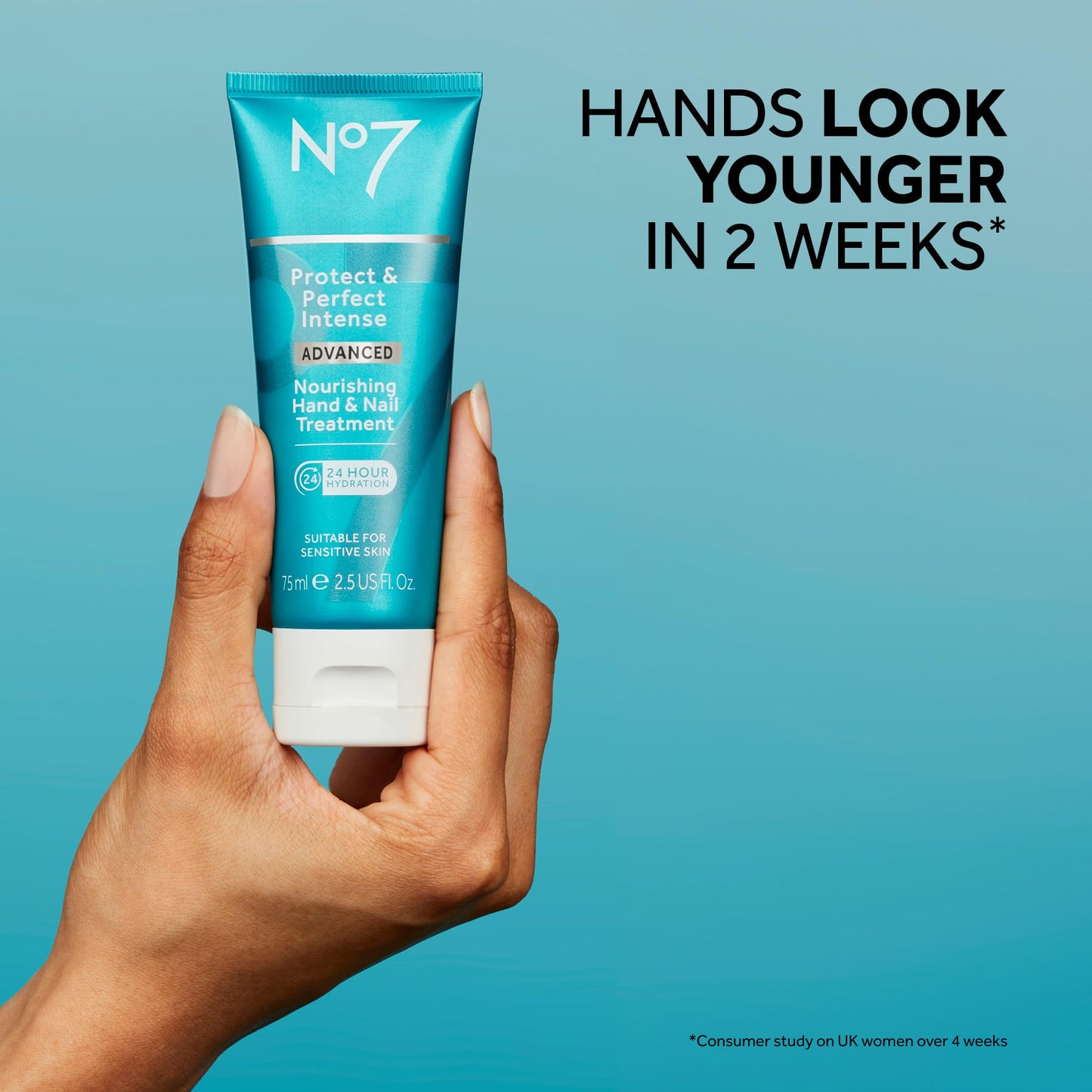 No7 Protect & Perfect Intense Advanced Hand & Nail Cream – Anti-Aging Moisturizer with Vitamin B5 & Matrixyl 3000+ Collagen Peptides, 75ml