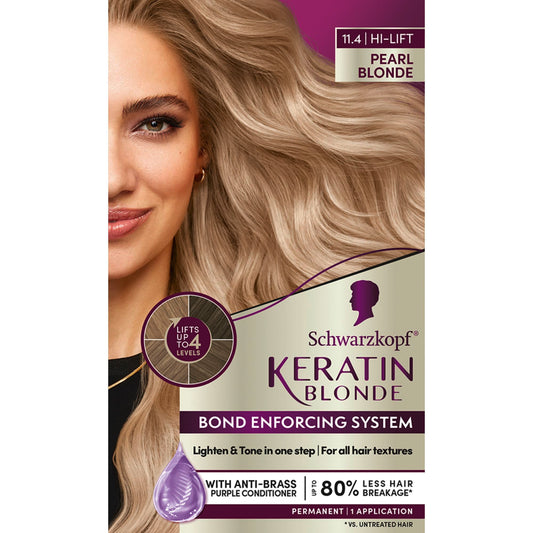 Schwarzkopf Keratin Blonde Hair Dye, 11.4 High Lift Pearl Blonde, Professional Quality Permanent Hair Color, Bond Enforcing System, Pre-Color Serum