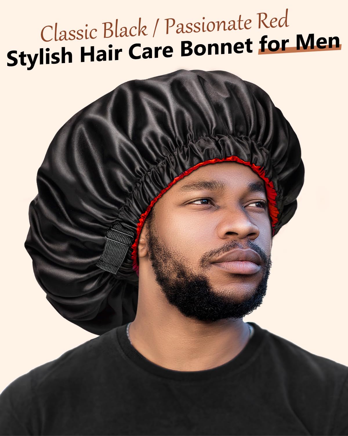 mikimini Satin Bonnet for Men and Women, Reversible Double Layer Sleeping Bonnet for Hair Braids with Anti-slip Adjustable Elastic Band Super Soft