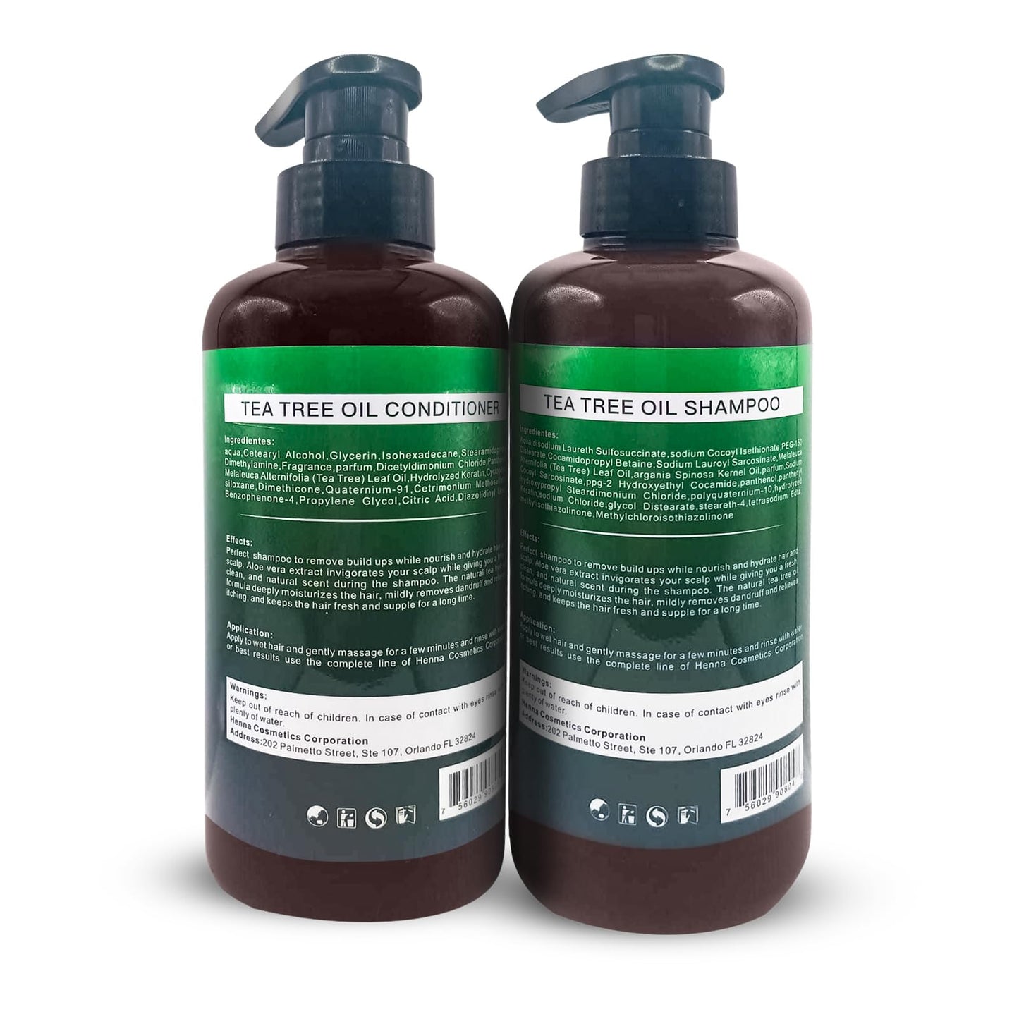 Henna Cosmetics Tea Tree Oil Shampoo & Conditioner Kit, Sulfate Paraben Free, 16.9 fl oz
