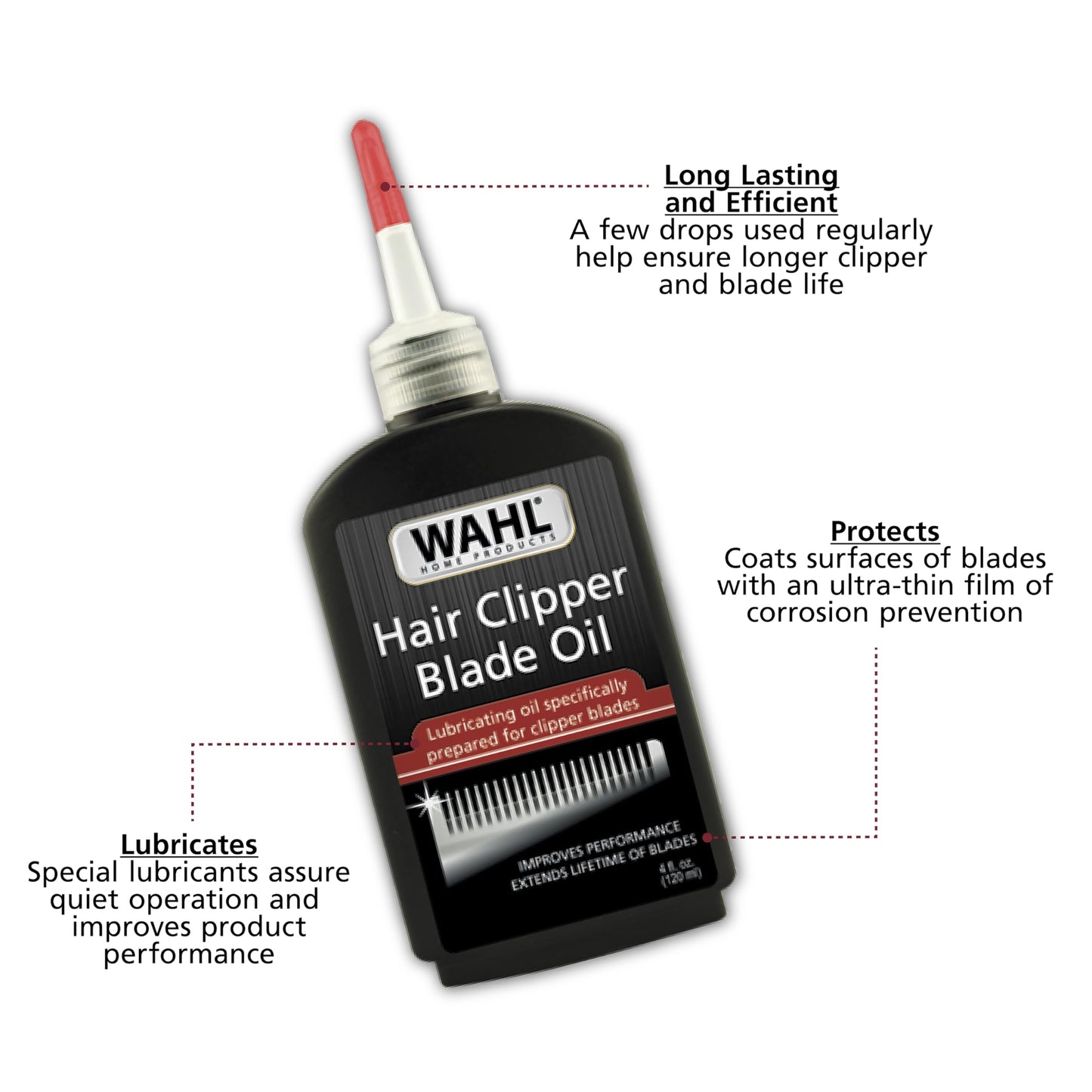 Wahl Premium Hair Clipper Blade Lubricating Oil for Clippers, Trimmers, & Blade Corrosion for Rust Prevention - 4 Fluid Ounces - Model 3310-300A Beauty and Personal Care Wahl
