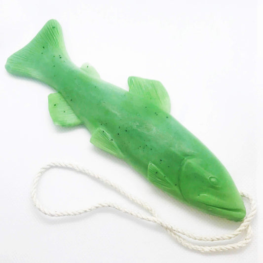 Green Trout Soap on a Rope, Soap for Men, Gifts for Kids, Eucalyptus Peppermint Essential Oil, handmade Soap (Pack of 1) Beauty & Personal Care Dope on a Rope