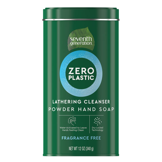 Seventh Generation Zero Plastic Powder Hand Soap, Fragrance Free, 12 oz