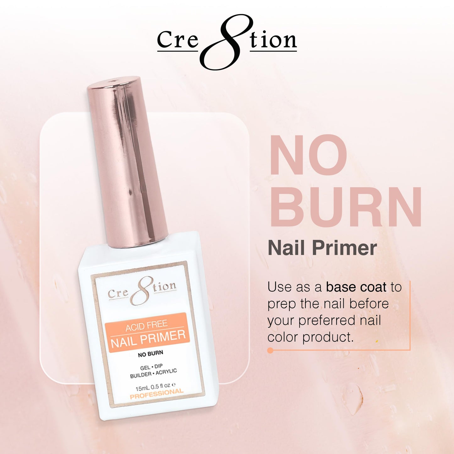 Cre8tion No Burn Nail Primer, Non-Acidic Nail Prep Bonding Formula for Enhanced Adhesion and Durability, 0.5 Fl Oz Beauty & Personal Care Cre8tion
