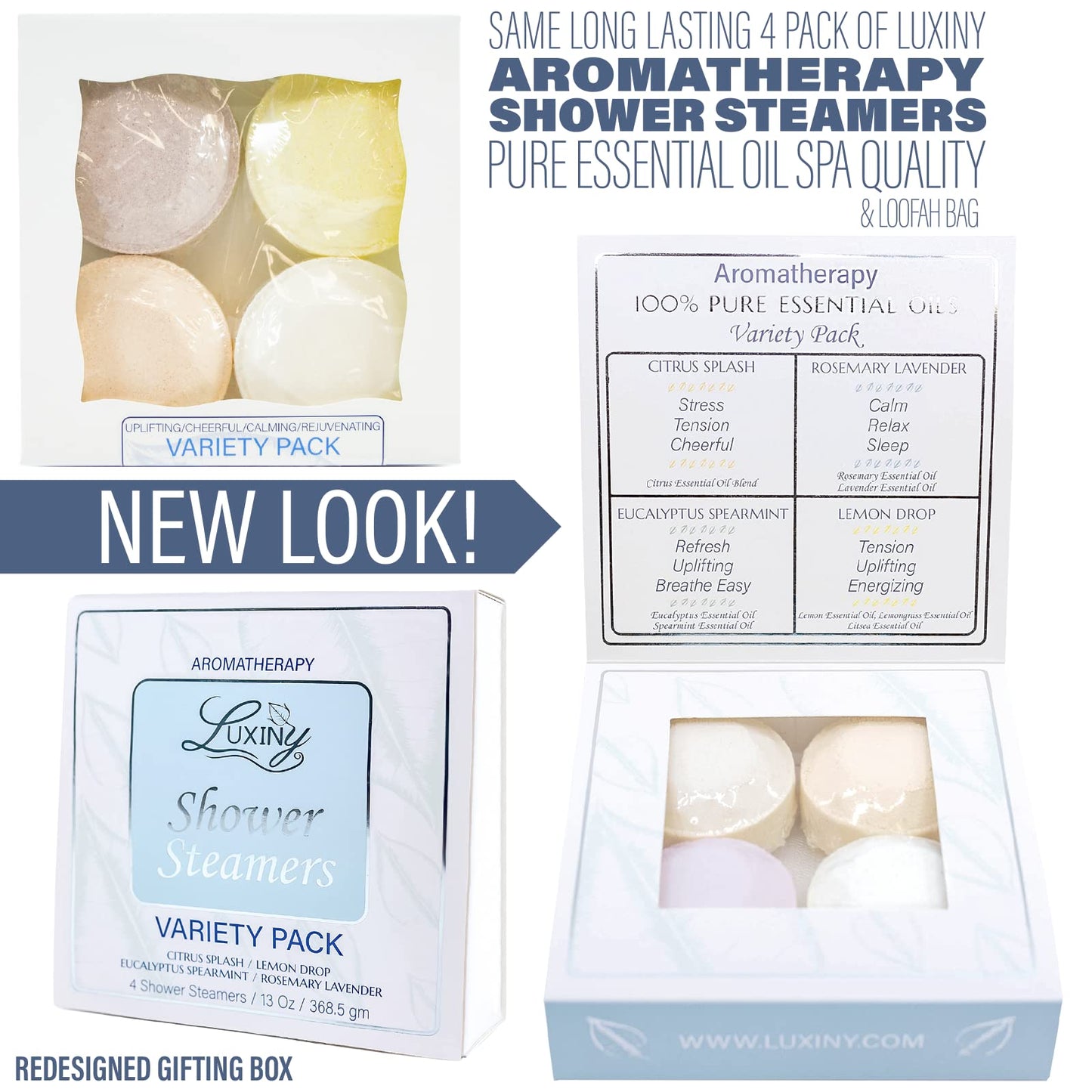 Shower Bombs Aromatherapy in Your Shower, American Made by Luxiny, Shower Steamer Tablets Melt to Release a Fragrant Vapor for Natural Stress Relief…