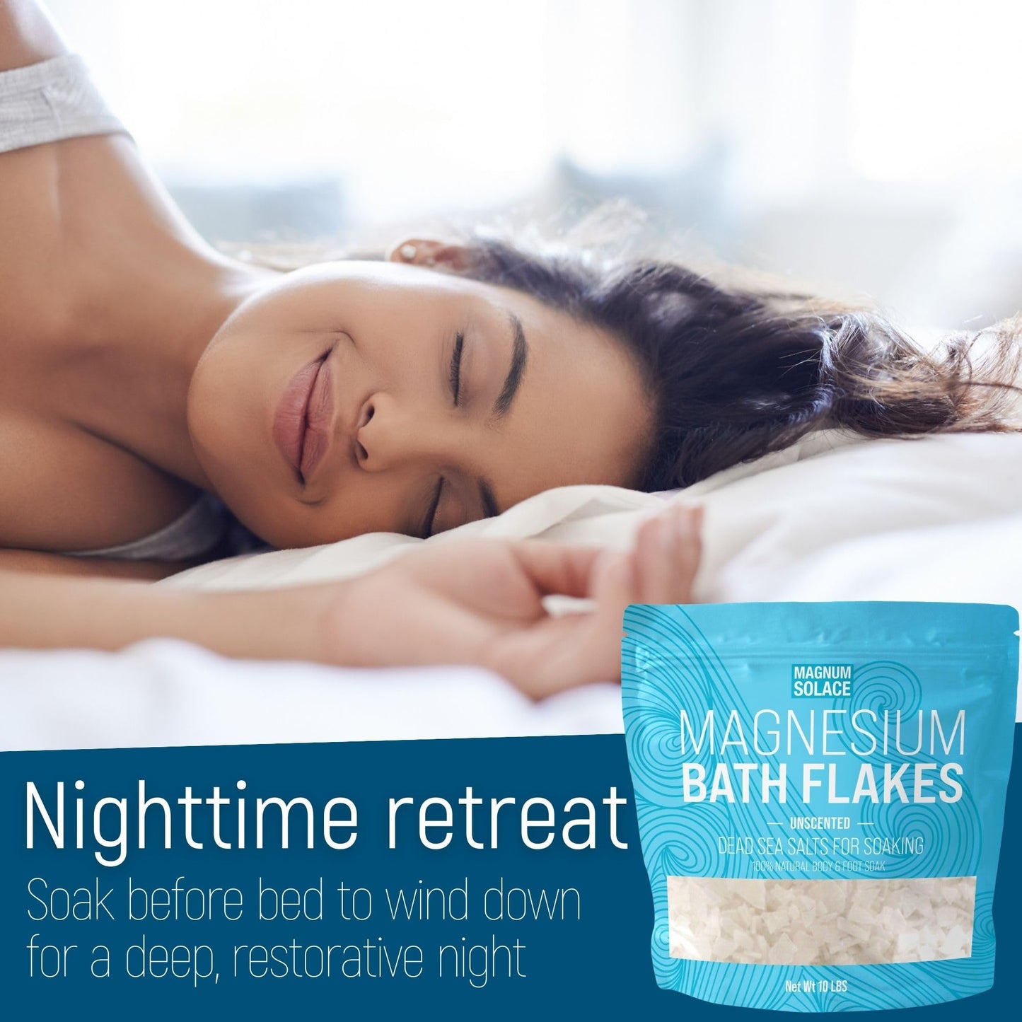 Magnesium Flakes for Bath - Magnesium Chloride Flakes - Dead Sea Salts for Soaking, 3.0 LBS Beauty and Personal Care Magnum Solace