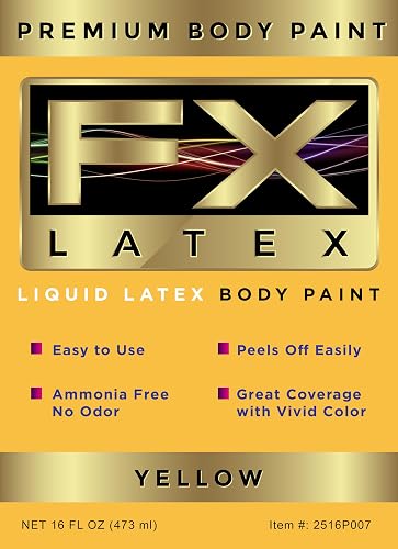 Liquid Latex - Face and Body Paint, Ammonia Free, Easy On and Off, Cosplay Makeup, Create Professional Monster, Zombie Arts 16 Oz (Yellow)