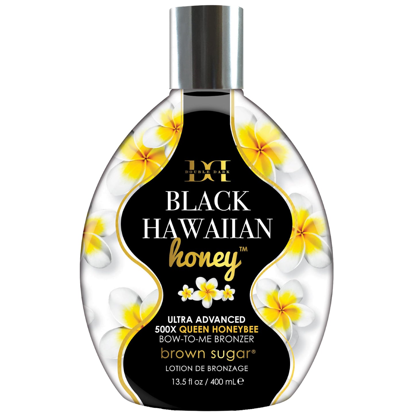 Brown Sugar Double Dark Black Hawaiian Honey Tanning Lotion, Ultra Advanced 500X Black Bronzer with Queen Honeybee Complex & Hawaiian Extracts, 13.5
