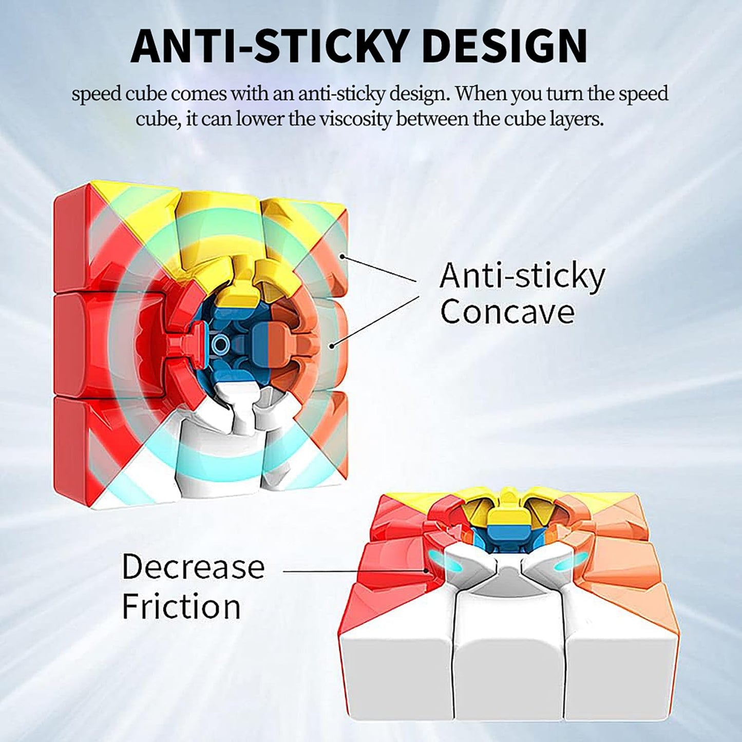 CFMOUR Speed Cube 3x3x3 – Moyu Meilong 3C Stickerless Magic Cube, Fast Smooth Turning Puzzle Toy for Kids & Adults, Travel Brain Teaser Game