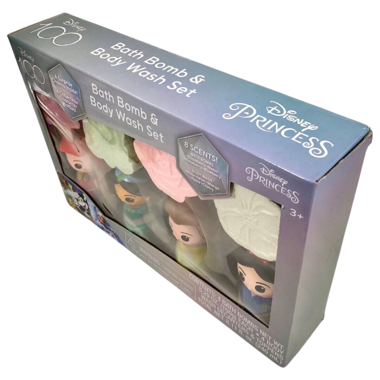 Original Squishmallows Disney Princess Bath Bomb & Body Wash Set, 8-Piece Set with 4 Scented Body Wash & 4 Bath Bombs, 4 Surprise Charms & 4…