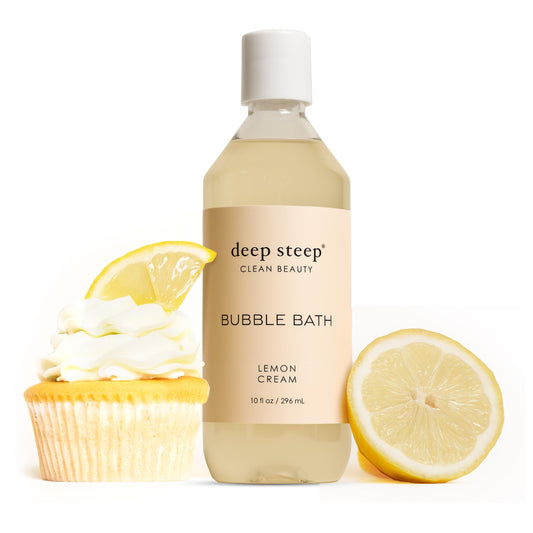 Deep Steep Bubble Bath, Lemon Cream, 10 oz - Soothing Soak with Shea Butter, Argan Oil, Aloe Vera & Coconut Oil - Vegan, Sulfate-Free, PH-Balanced Beauty and Personal Care Deep Steep