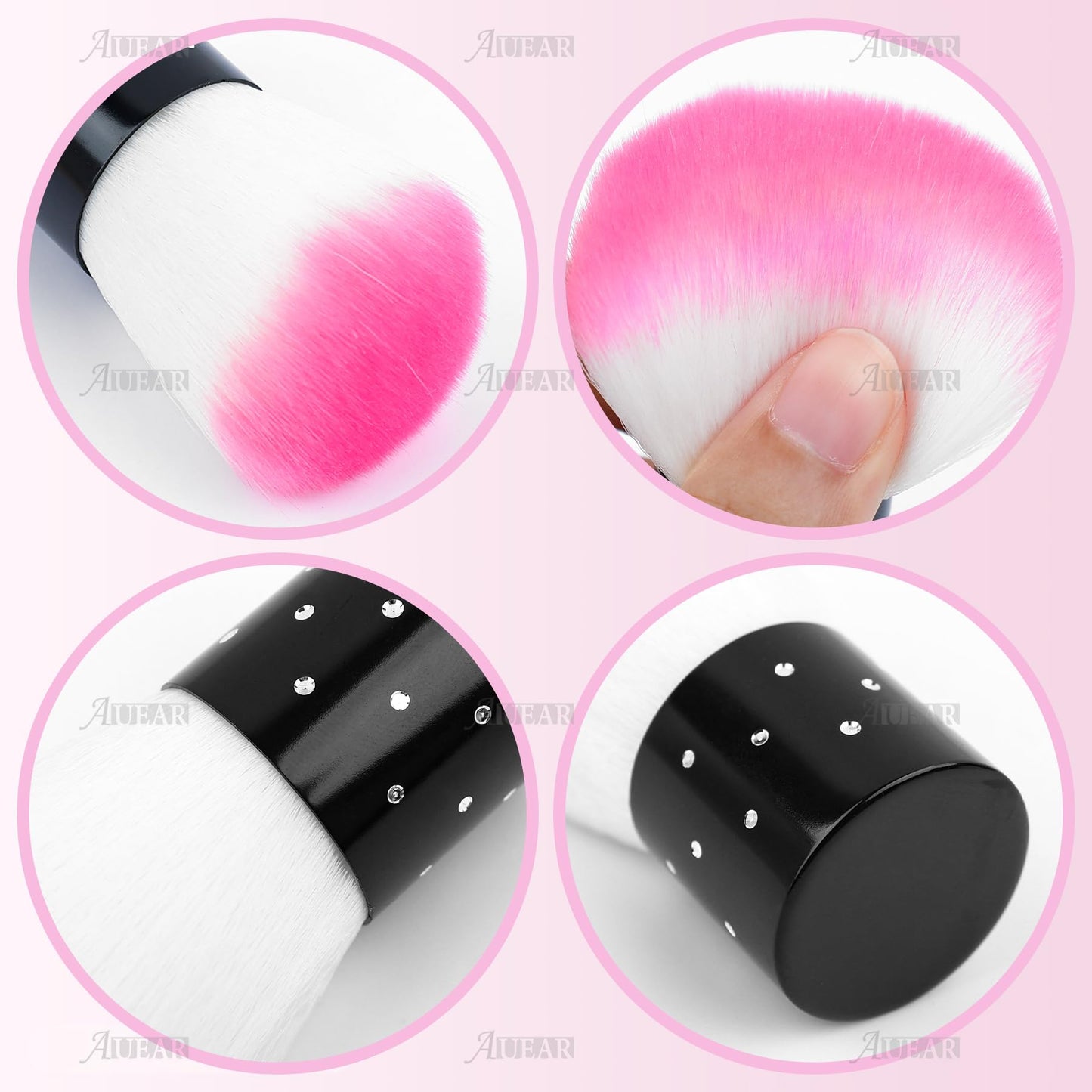 AUEAR, 4 Pack Multicolor Nail Powder Brush Dust Brushes Art Cleaner Cleaning Tools for Women and Girls