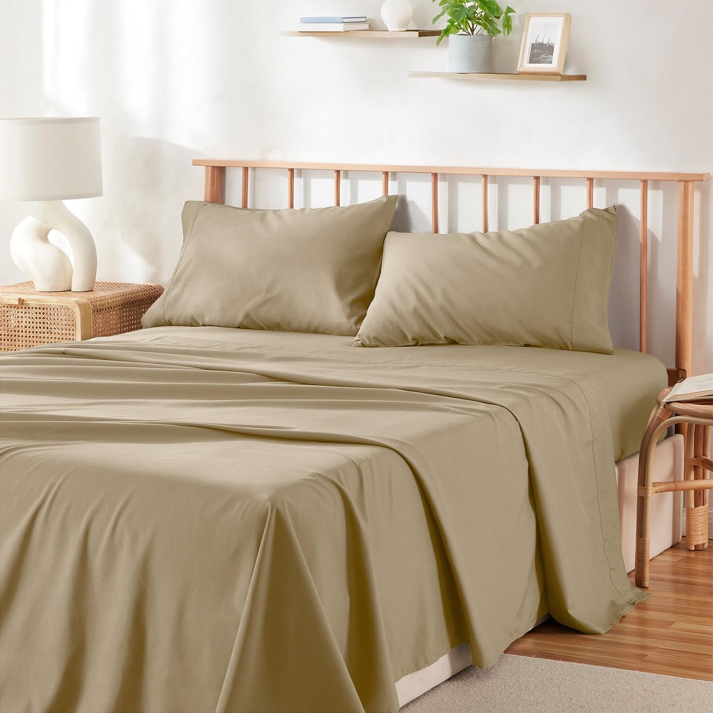 Hearth & Harbor 4 Piece Full Size Bed Sheets Set - 60% Microfiber, 40% Rayon Derived from Bamboo Sheets Full Size Set - Full Size Sheets Set Fits Up