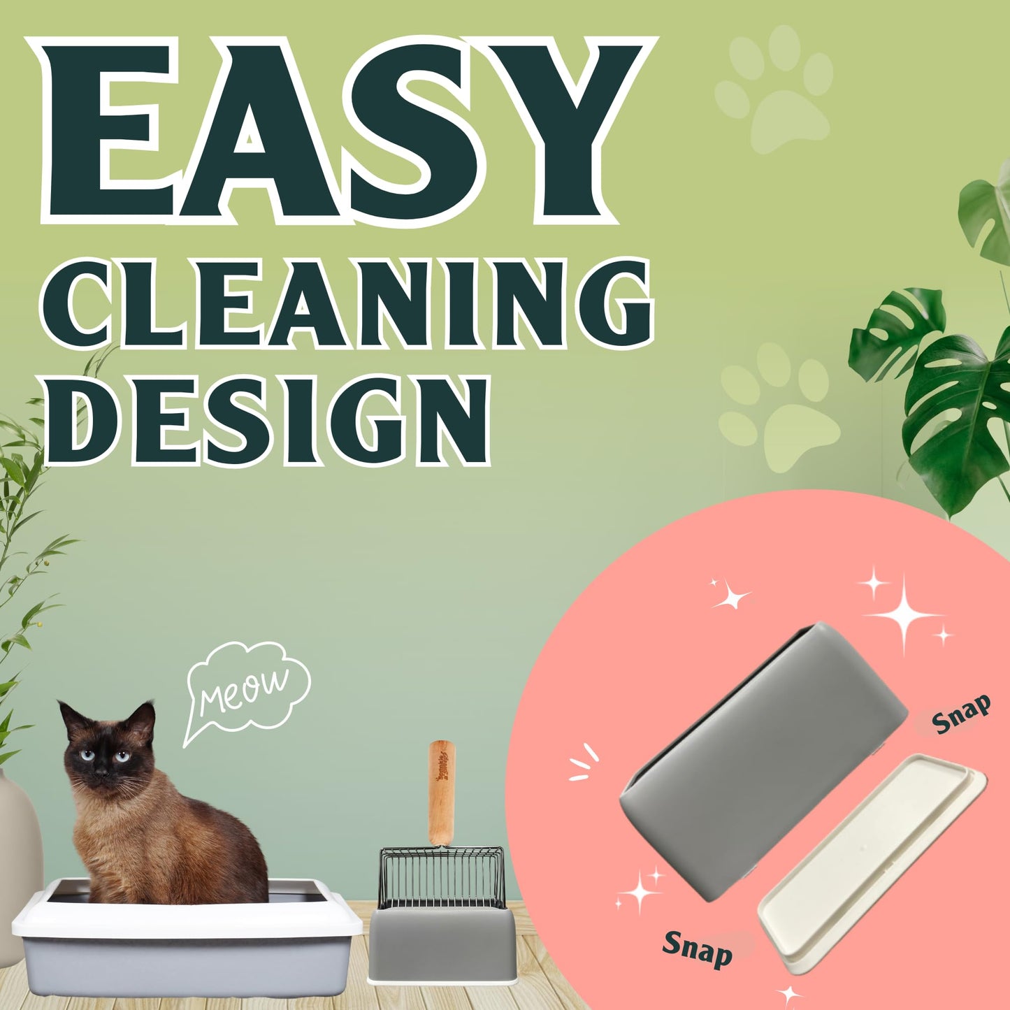 Sprinkle & Sweep Metal Cat Litter Scoop – Heavy Duty Sifter with Beech Wood Grip & Stand, Washable for Fast & Easy Litter Cleaning