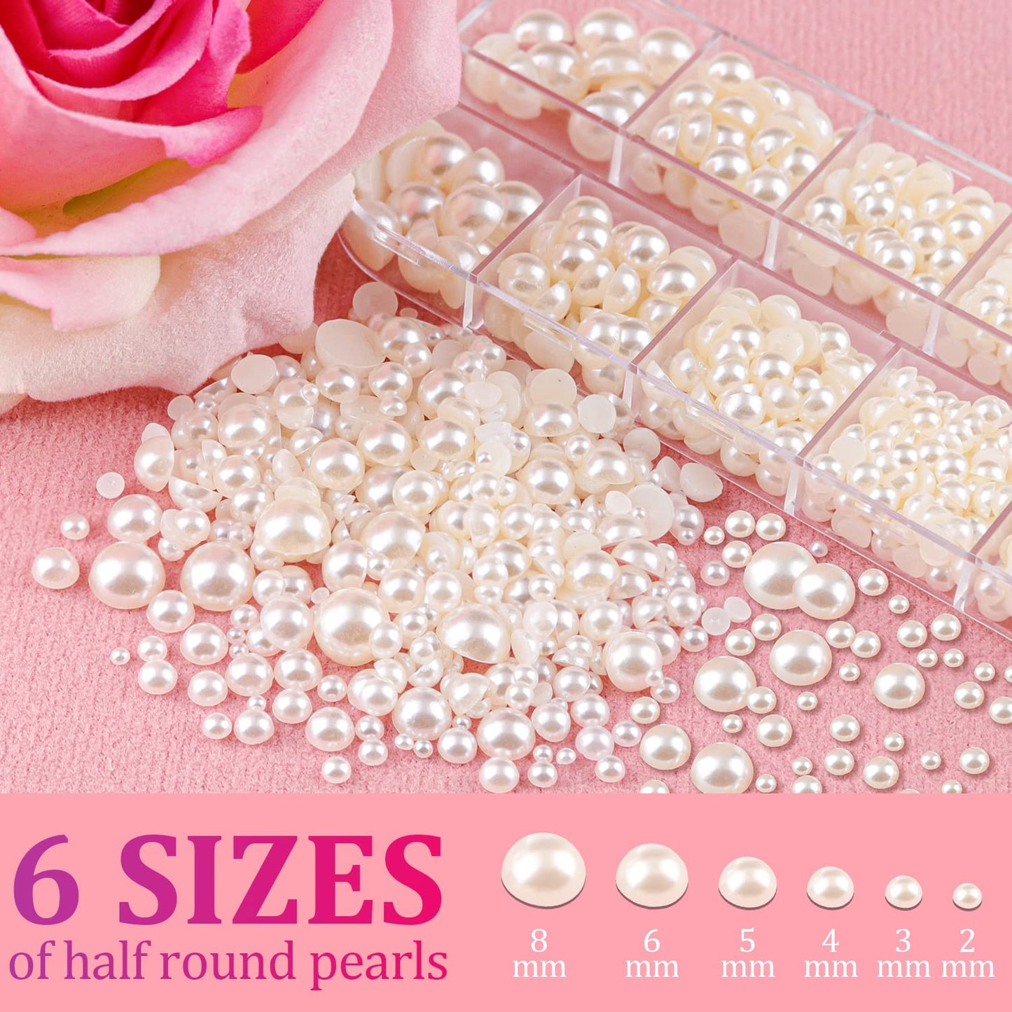 4000PCS Flatback Rhinestones and Half Round Pearls Kit #44, Multi Size Glass AB Crystals, Plastic Flat Back Gold Dome Bead with Pickup Pencil Beauty and Personal Care BELLEBOOST