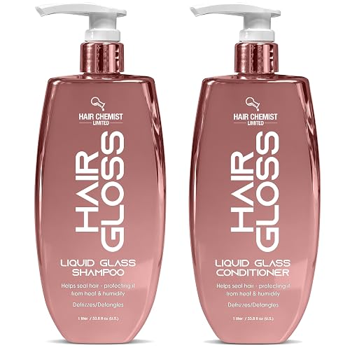 Hair Chemist Hair Gloss Liquid Glass Shampoo & Conditioner Set 33.8 Ounce (2-PC SET) -Smoothing Shampoo, Adds Smooth & Shine Plus Frizz Reducing