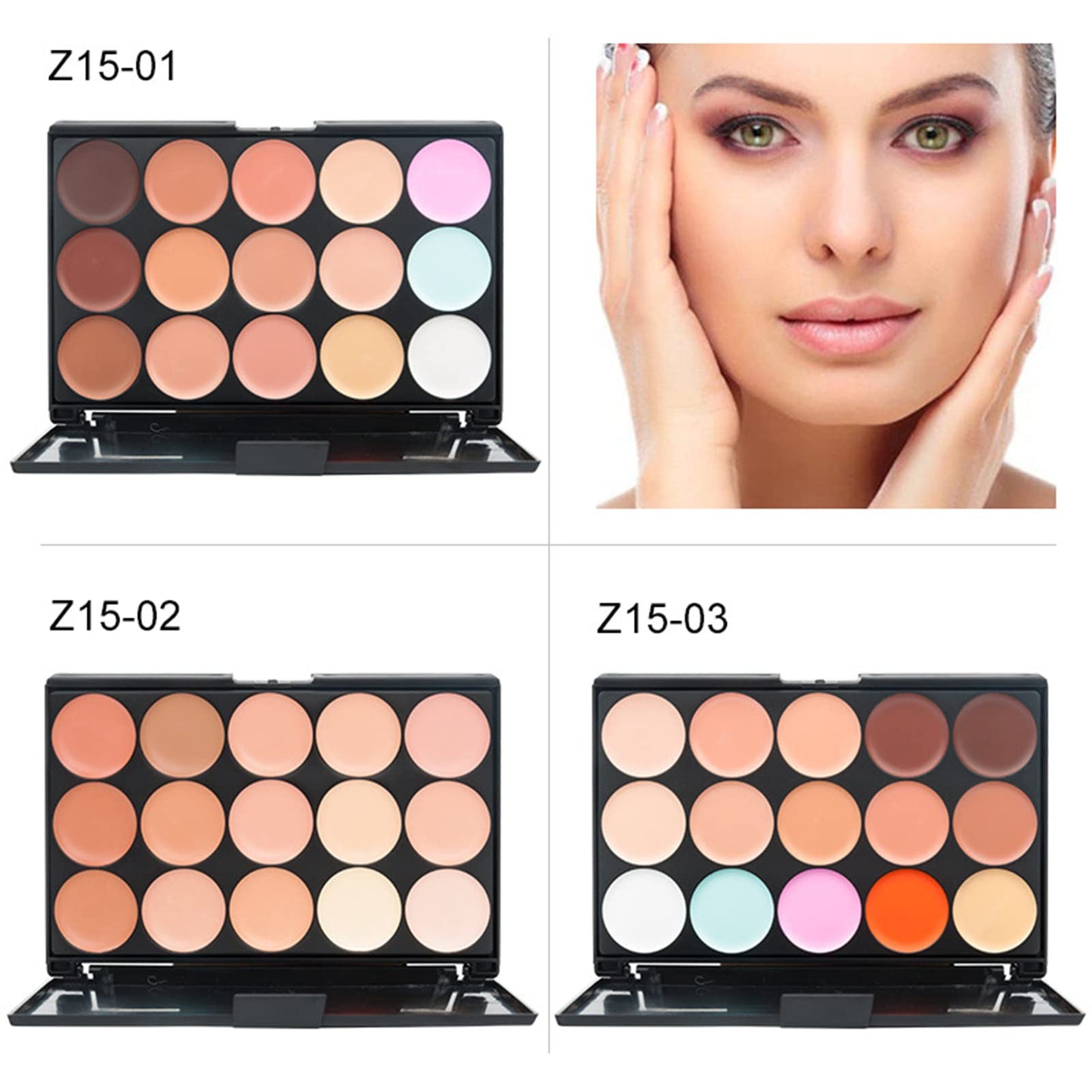 15 Colors Hydrating Cream Concealer Palette, Pure Vie Long Lasting Full Coverage Correcting Concealer Palette Foundation Camouflage Makeup Contour Kit