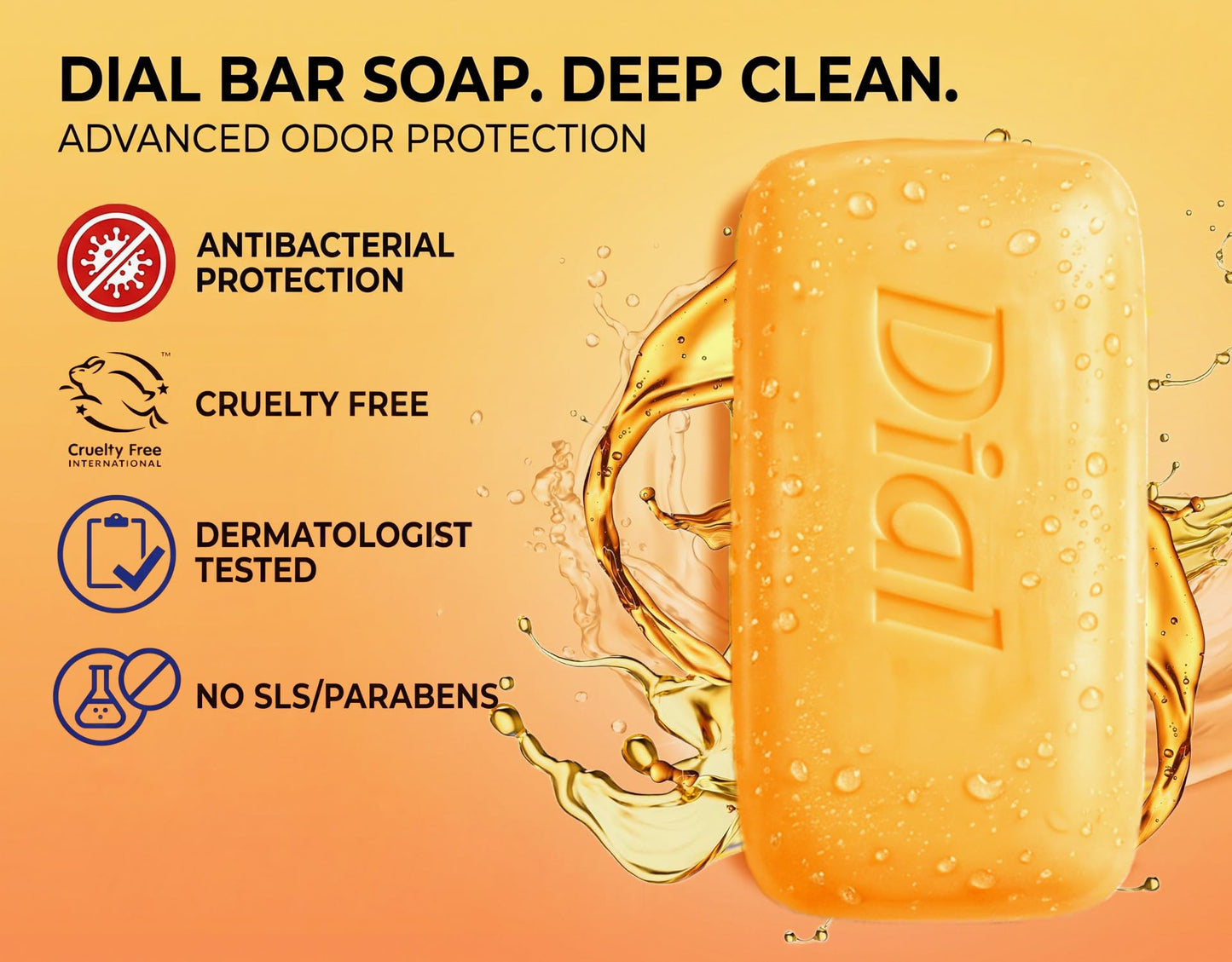 Dial Antibacterial Deodorant Bar Soap, Gold, Moisture Balance - 4 Ounce, 3 Bars (2 Pack)