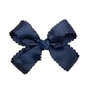 HAIRBOWS Girls' Grosgrain Scalloped Edge Bow with a Knot Wrap Center on a Clip, All Ages and Hair Types, 5 Inch Bow, Navy