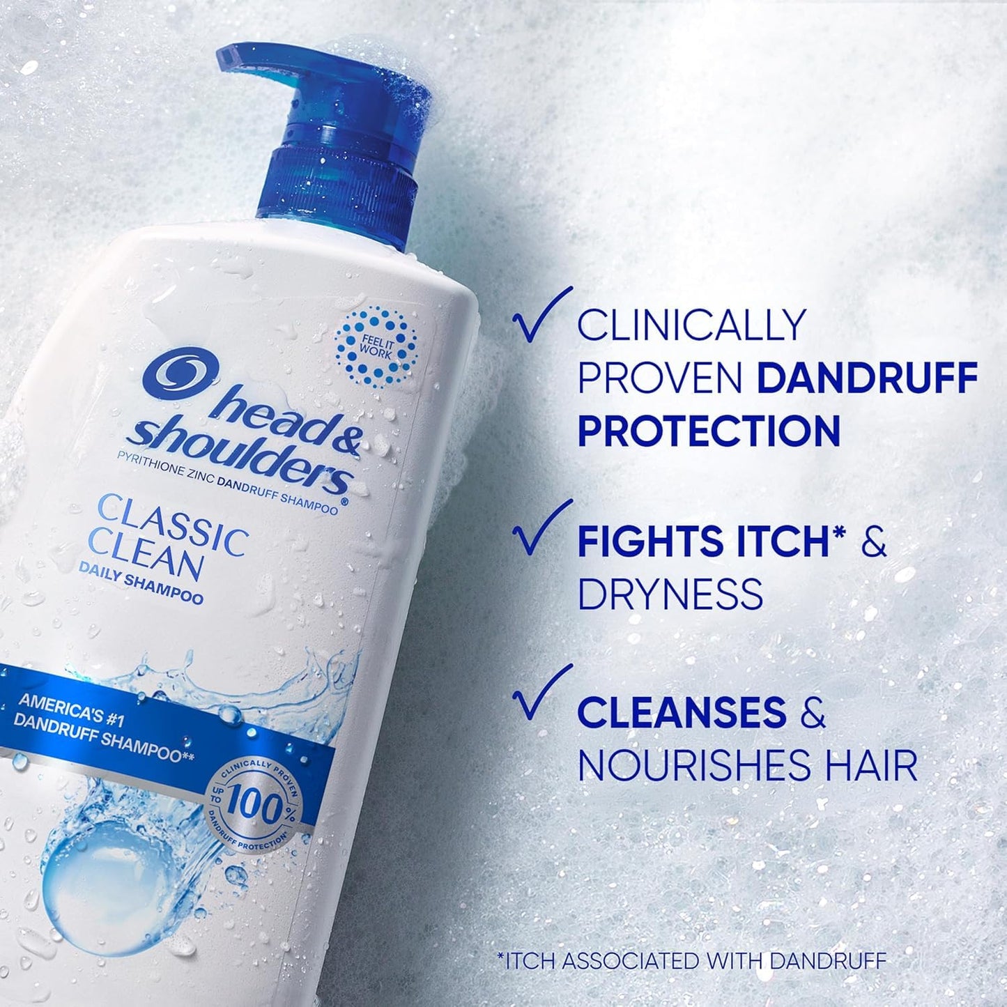 Head & Shoulders Anti-Dandruff Shampoo with 1% Pyrithione Zinc, Classic Clean Shampoo Twin Pack, Daily Use, Flake Control, Scalp Care, Color-Safe Beauty and Personal Care Head & Shoulders