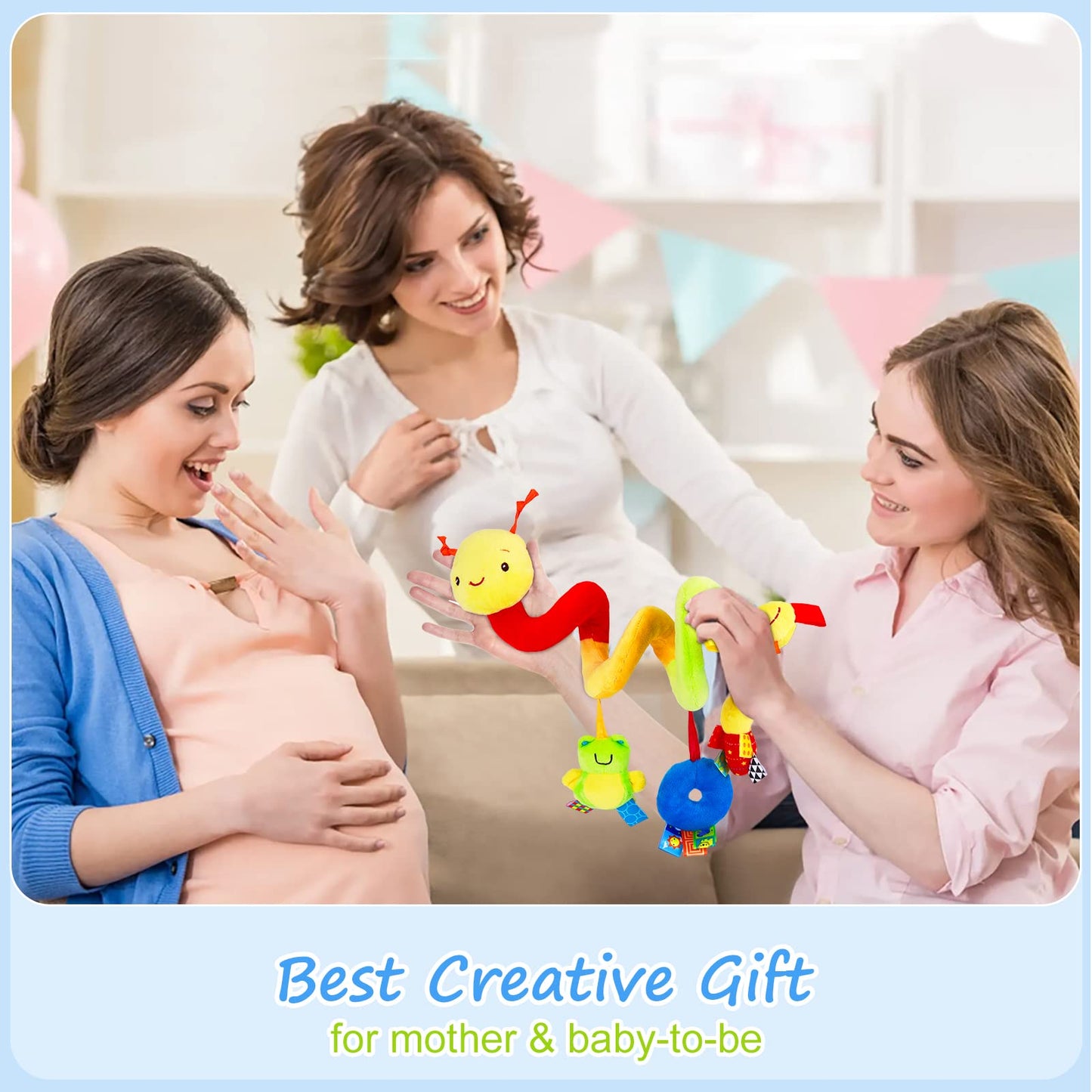 FPVERA Spiral Car Seat & Stroller Toy – Soft Hanging Baby Sensory Toy with Bell & Music for Crib, Stroller, Carseat (0-12M)