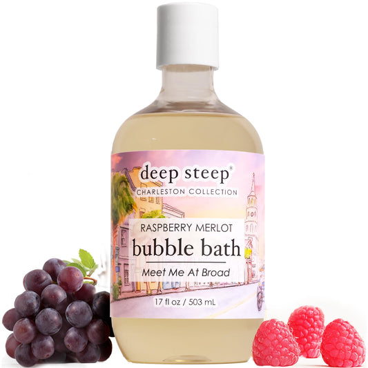 Deep Steep Raspberry Merlot Bubble Bath for Women, Hypoallergenic, Clinically Tested, Clean Formula for Sensitive Skin, Sulfate-Free, 17 fl oz Bottle Beauty and Personal Care Deep Steep