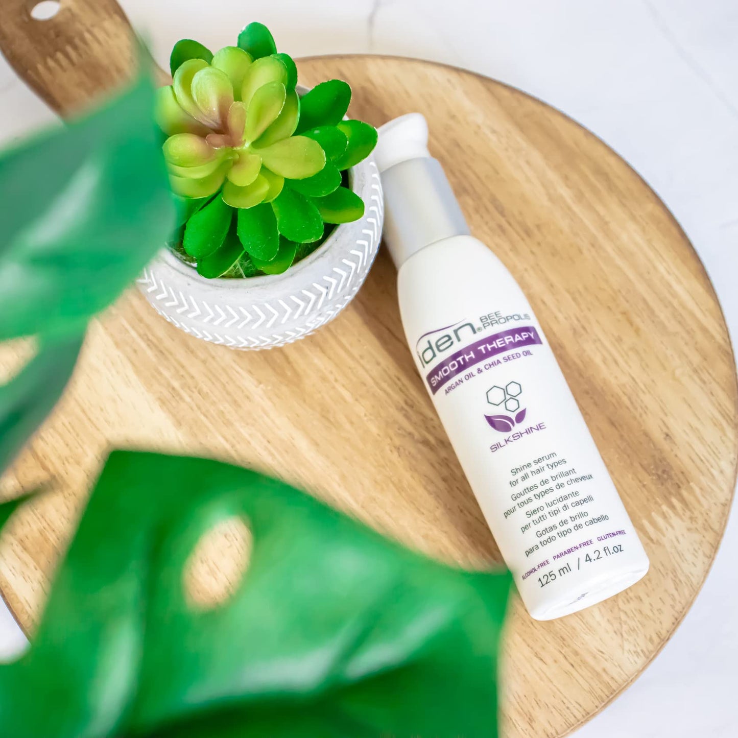 IDEN Bee Propolis Smooth Therapy Silkshine, Shine Serum, Controls Frizz, Argan Oil & Sweet Almond Oil, 4.2 fl.oz