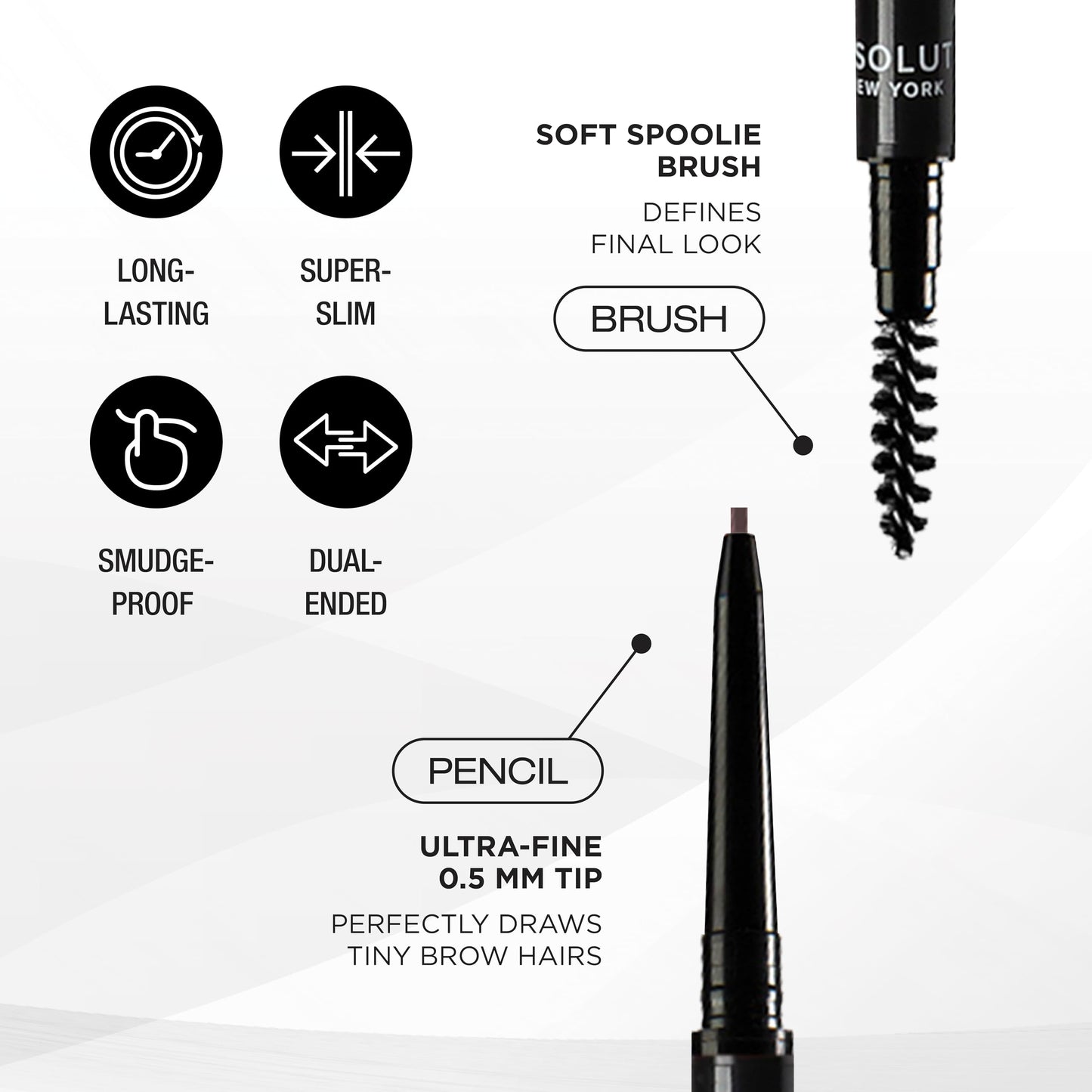 Absolute New York Super Slim Brow Pencil, Fine Point, Dual Ended, Fade Resistant and Long Lasting (Espresso)