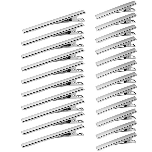 100 Pcs Alligator Hair Clips, 3 Inch and 1.6 Inch Silver Hair Clips Metal Hairdressing Salon Hair Grip Flat Top with Teeth, DIY Accessories Hairpins