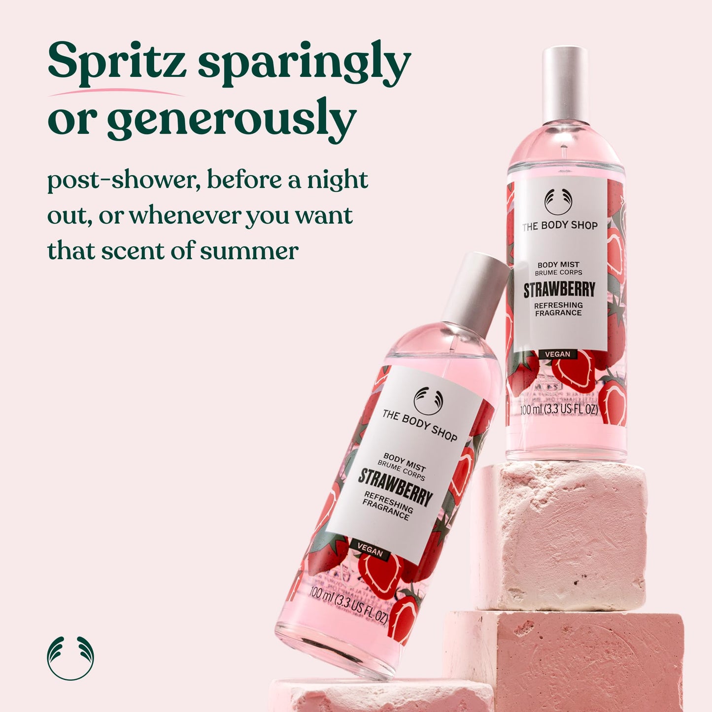 The Body Shop Strawberry Body Mist - Refreshes and Cools with a Sweet Fruity Scent - Vegan - 3.3 oz