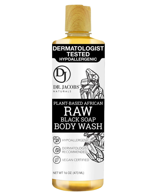 Dr Jacobs Naturals Authentic African Raw Black Soap, All-In-One Cleanser for Face Wash, Sensitive Skin Body Wash, Shampoo, Shaving Soap | Shea Butter