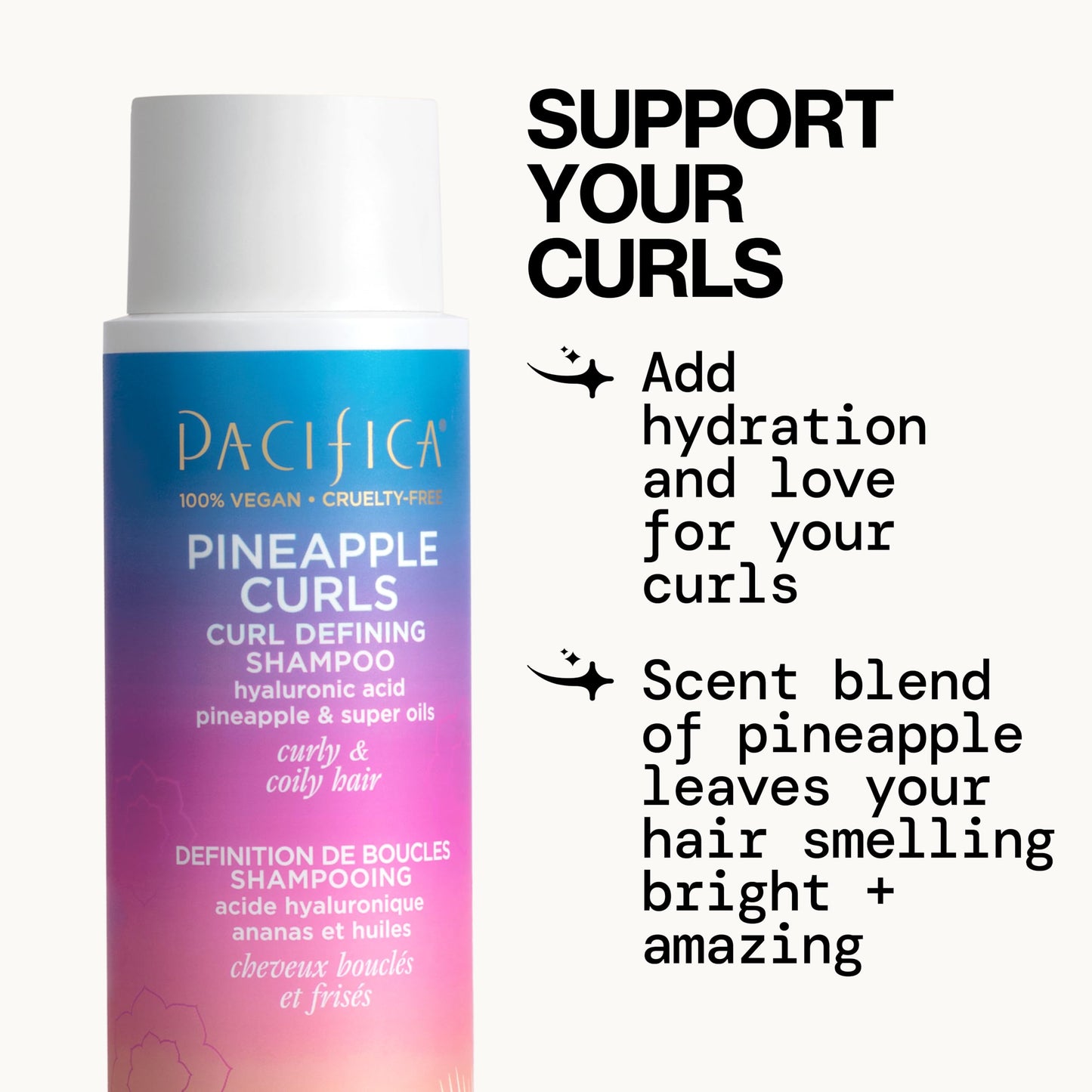Pacifica Pineapple Curls Shampoo & Conditioner Set - Curl Defining Hair Care for Curly & Coily Hair, Enhances Bounce & Reduces Frizz Sulfate Free