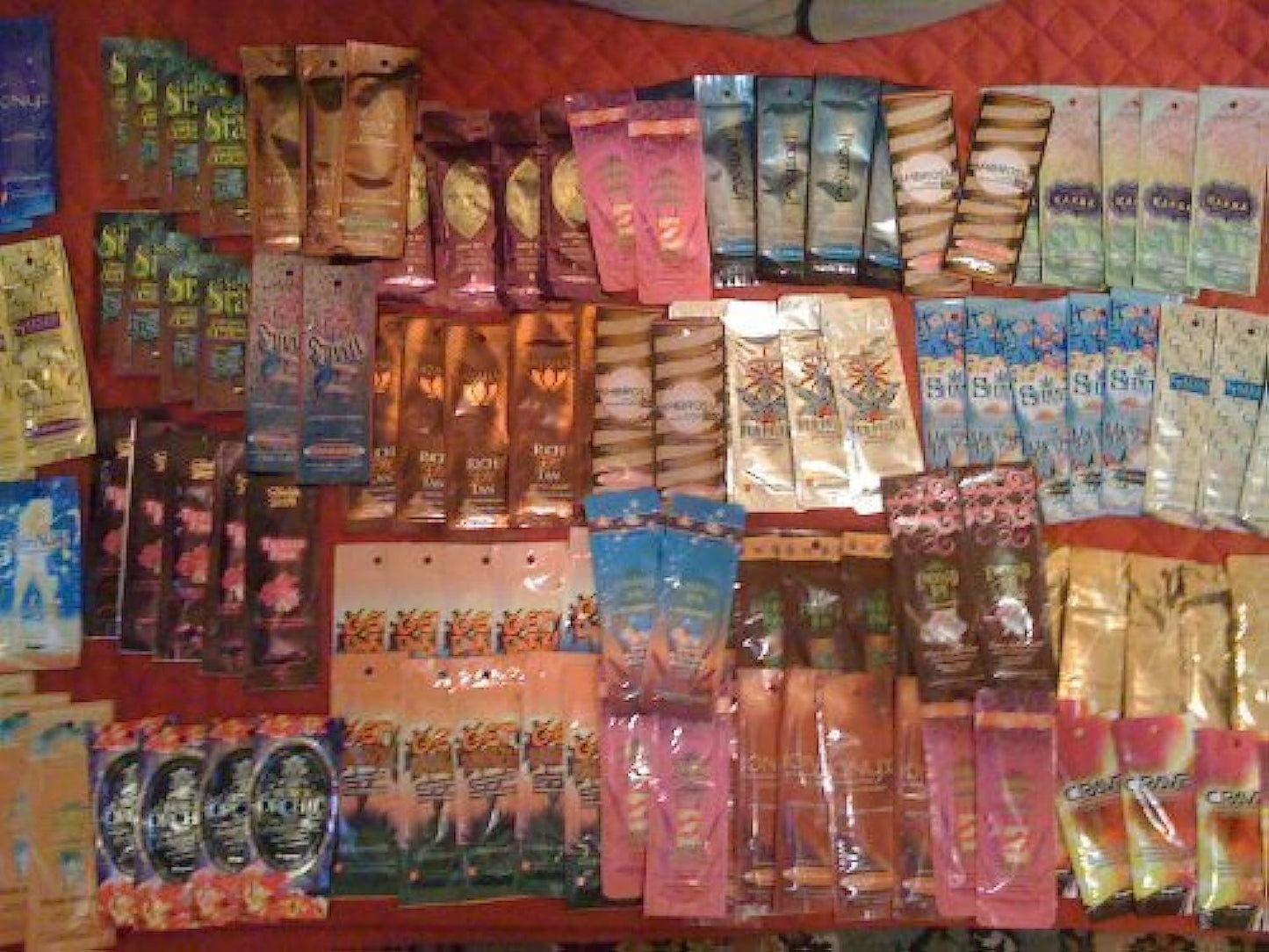 50 New Assorted Indoor Tanning Bed Lotion Packets Samples Packetes