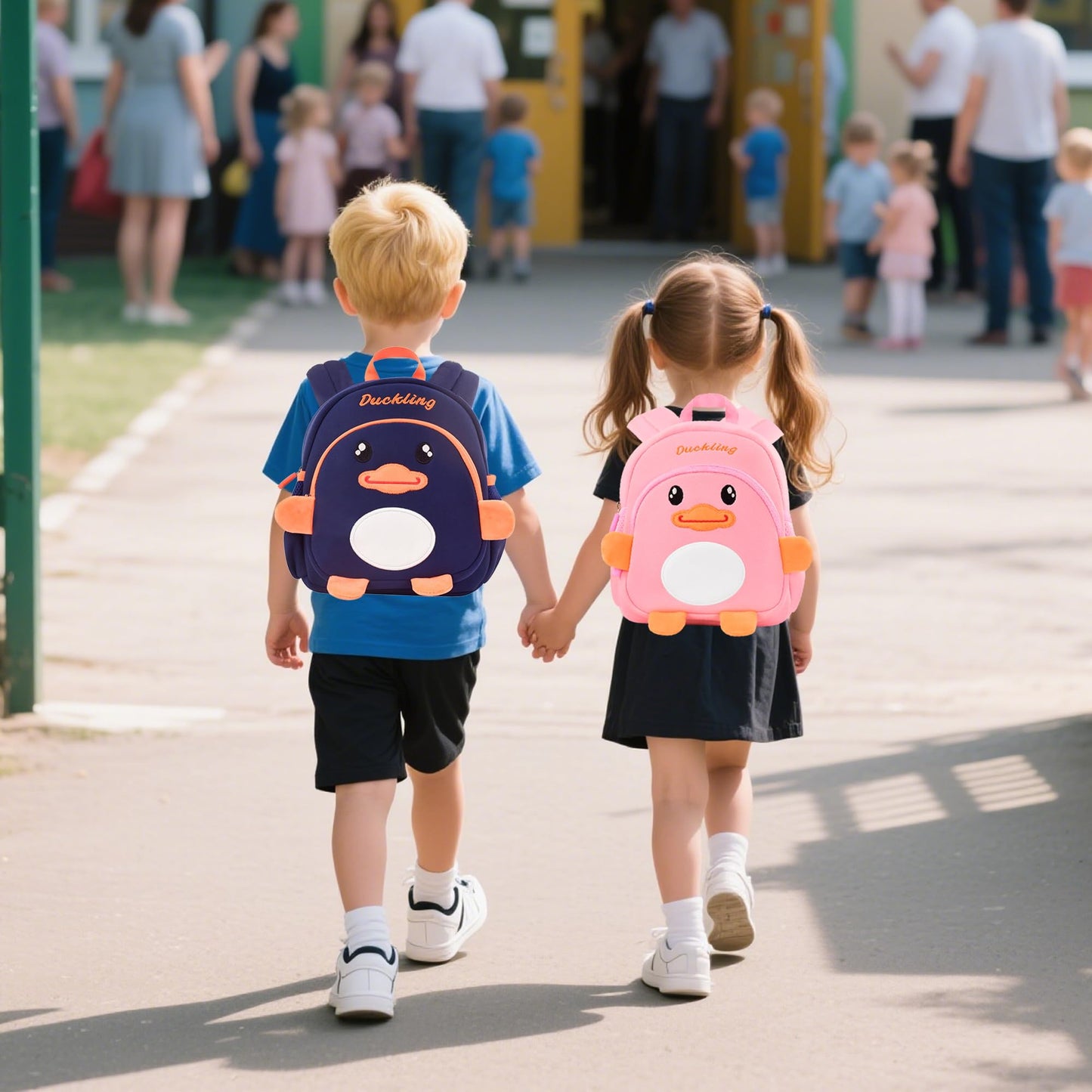 Lifelix Toddler Backpacks for Boys 2-4 Cute 3D Kids Duck Schoolbag with Baby Leash for Small Preschool Kindergarten Bookbag Cartoon Mini Travel Bags 10inch (Dark Blue)