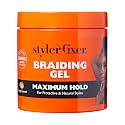 Red by Kiss Braiding Gel Maximum Hold Styler Fixer for Box Braids & Cornrows, Hydrating, Conditioning, Long-Lasting Frizz Control, 4C Moisturizing