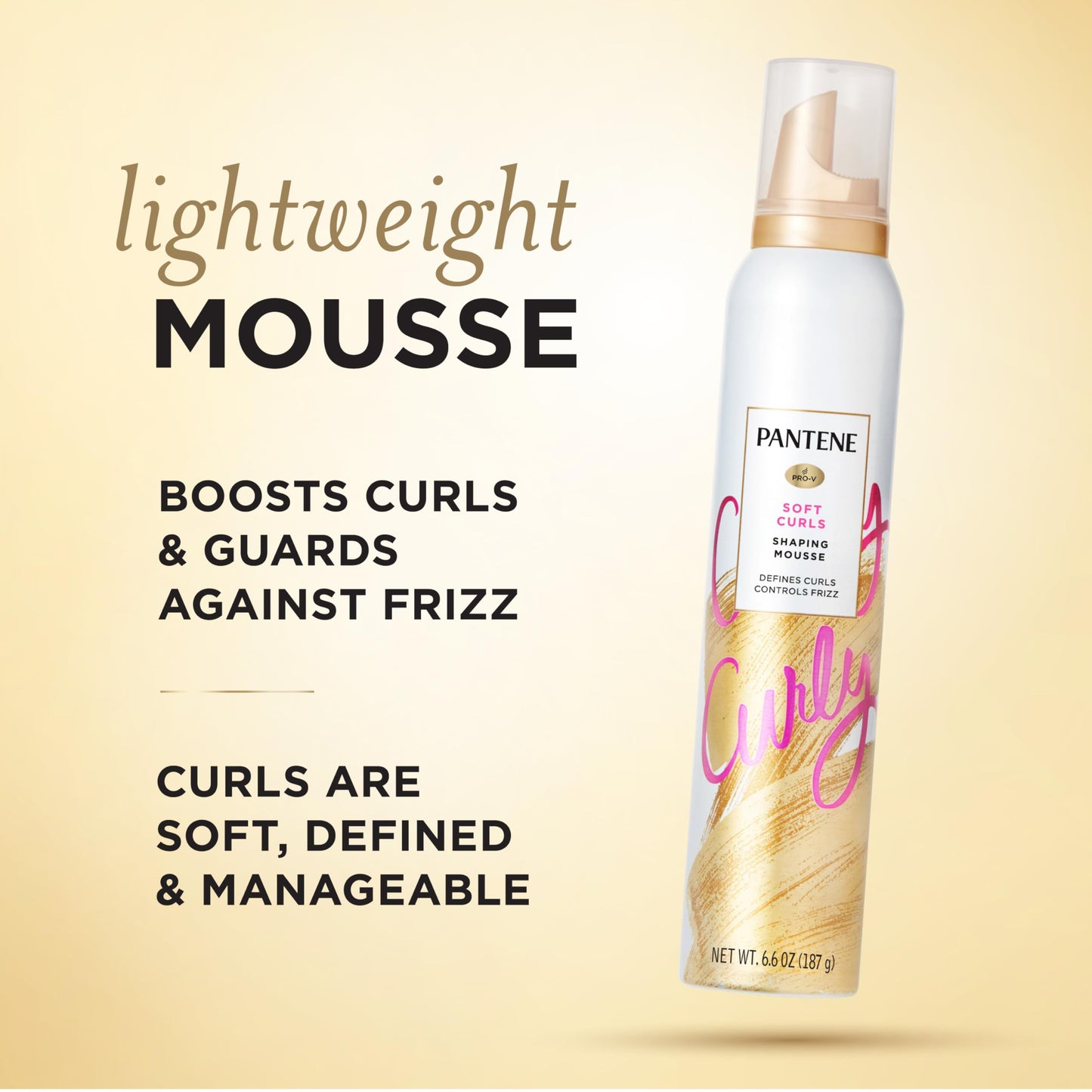Pantene Pro-V Curl Mousse to Tame Frizz for Soft, Touchable Curls, 6.6 oz